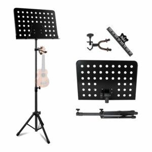 EASTROCK Adjustable Metal Music Stand with Instrument Hanger