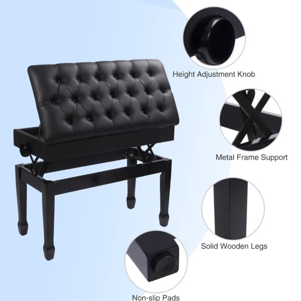 ALAPUR Adjustable Duet Piano Bench-2