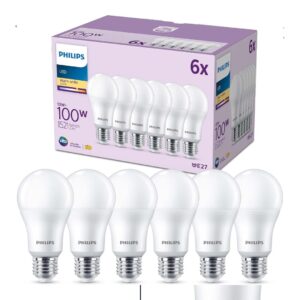 Philips LED E27 bulbs, pack of 6 (100 W)