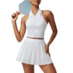 AFZ Women Pleated Tennis Skirt Set Two Piece Racerback