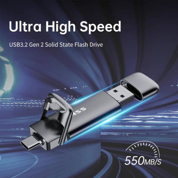 SSK External USB C SSD Flash Drive 512GB