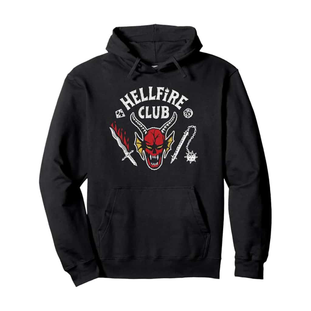 Stranger Things 4 Hellfire Club Skull & Weapons Pullover Hoodie