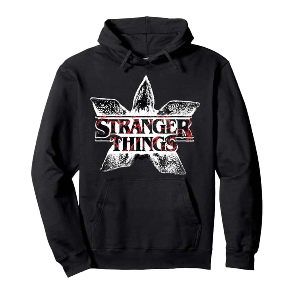 Stranger Things Season 5 Demogorgon Face Retro Logo Pullover Hoodie