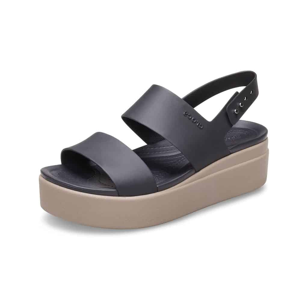 Crocs Women's Brooklyn Low Wedge Sandals (Black/Mushroom)