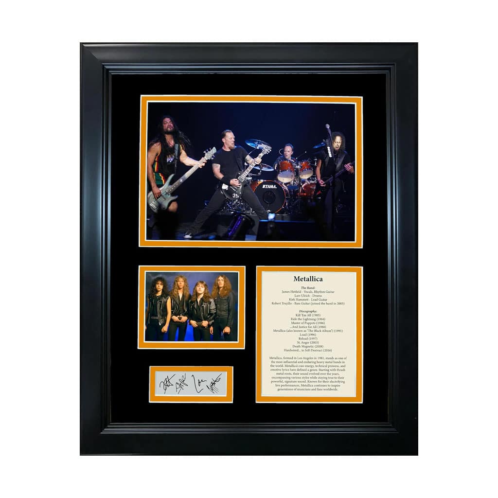 Metallica Framed Band Discography Facsimile Laser Engraved Signatures Auto