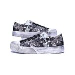 GXZUORUI - Women Gothic Skull Skeleton Canvas Sneakers Unisex Low Top Retro Punk Shoes