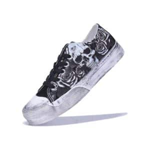 GXZUORUI - Women Gothic Skull Skeleton Canvas Sneakers Unisex Low Top Retro Punk Shoes