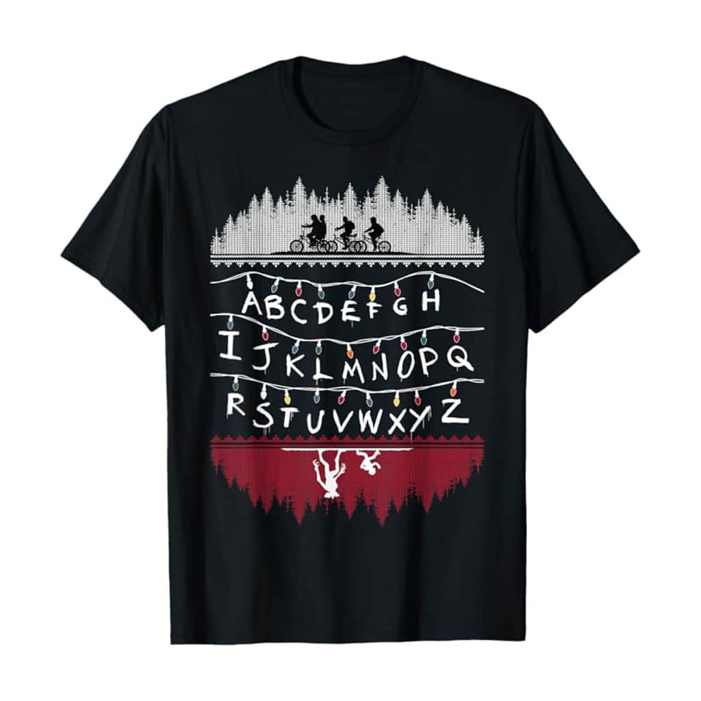 Netflix Stranger Things Alphabet Lights T-Shirt (Black)