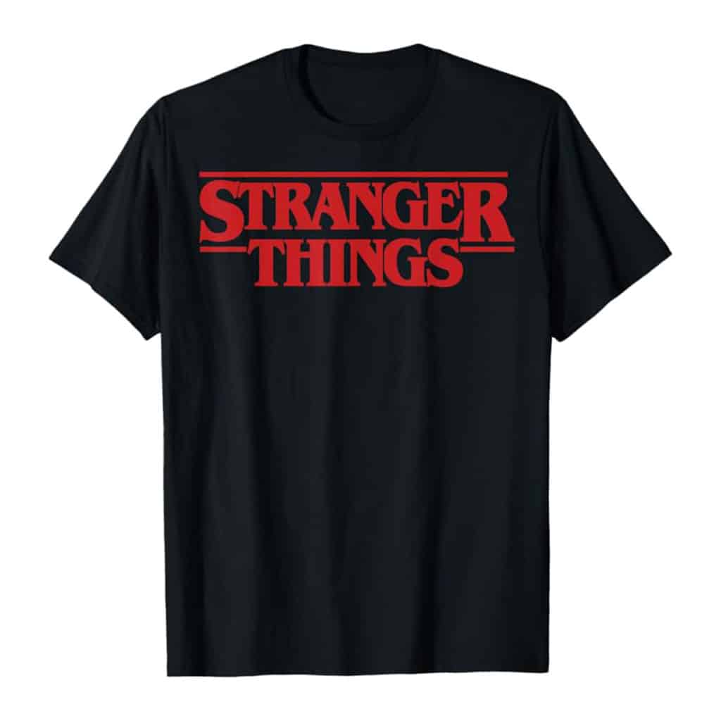 Netflix Stranger Things Simple Red Logo T-Shirt (Black)