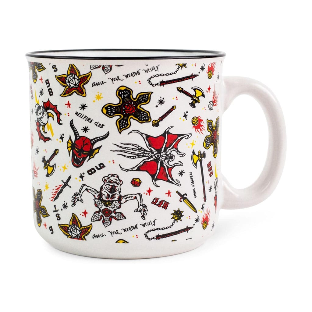 Silver Buffalo Stranger Things Hellfire Club Icons Ceramic Camper Mug (20 Ounces)