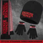 Stranger Things 3 Pc Scarf Beanie Gloves Set for Boys