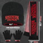 Stranger Things 3 Pc Scarf Beanie Gloves Set for Boys
