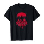 Stranger Things Group Shot Bike Ride Upside Down Silhouette T-Shirt