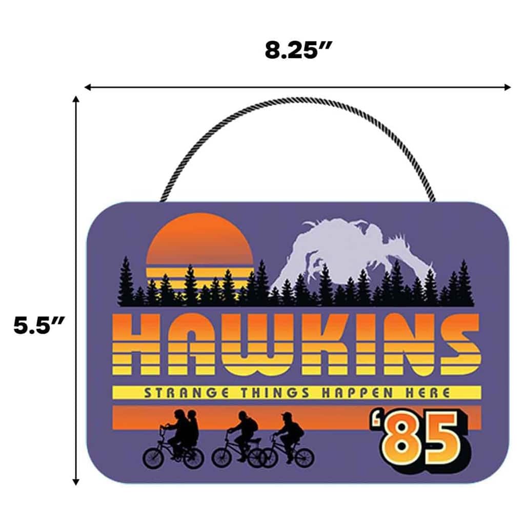 Stranger Things Hawkins '85 Hanging Wood Wall Decor - Retro Stranger Things Sign