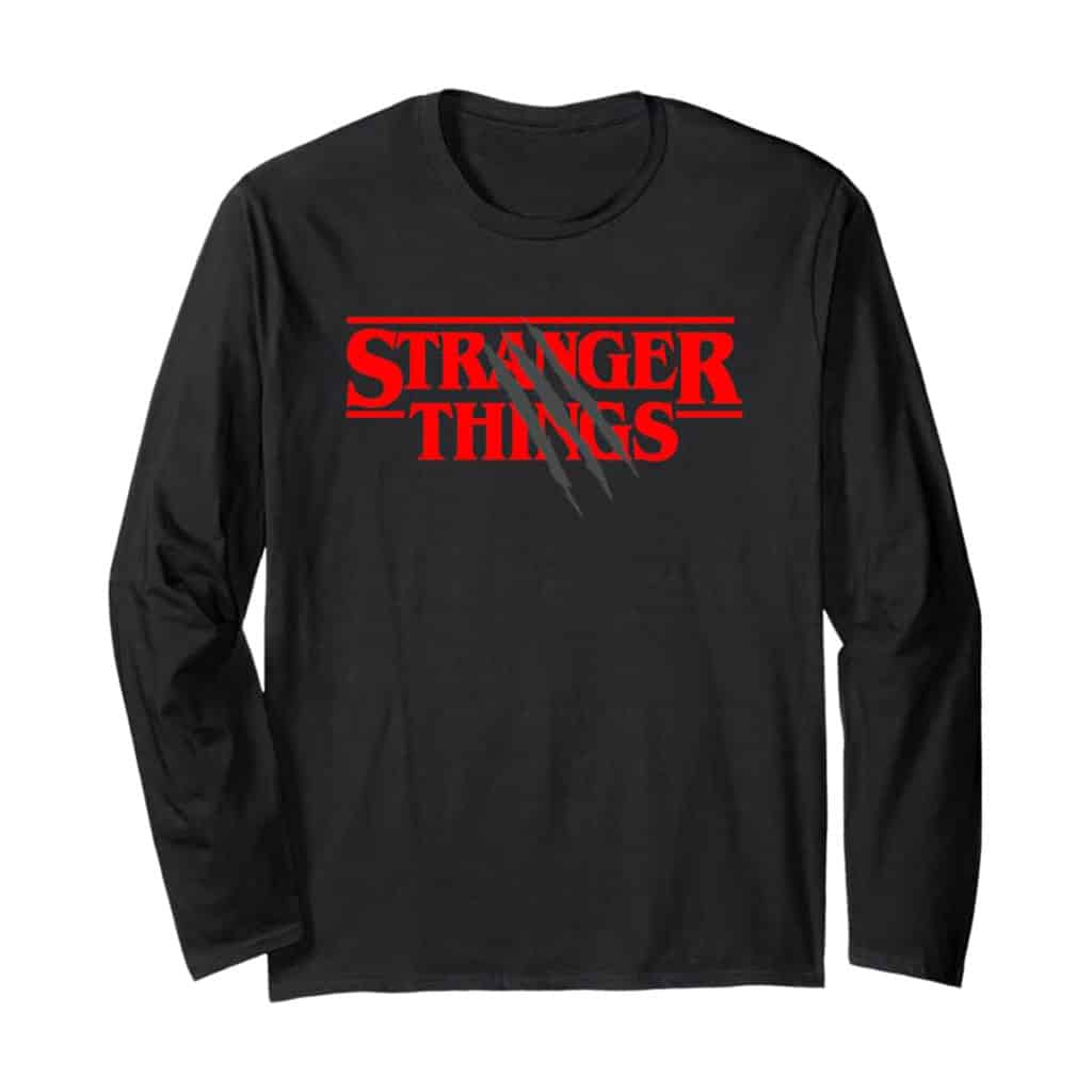 Stranger Things Logo with Claw Marks Horror Long Sleeve T-Shirt
