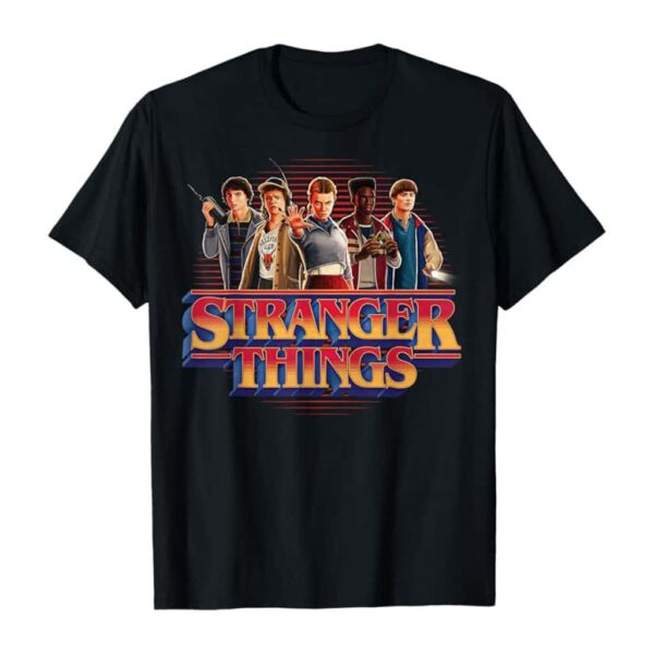 Stranger Things Season 5 Main Crew 80's Style Group Logo T-Shirt