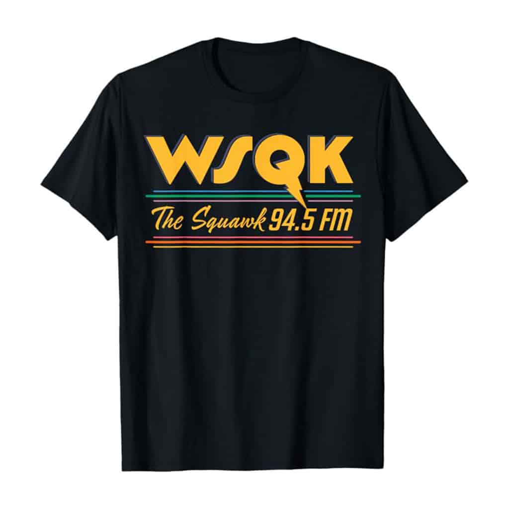 Stranger Things Season 5 WSQK The Squawk 94.5 FM Retro Logo T-Shirt (Black)