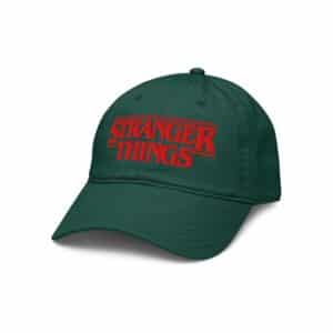 Stranger Things Solid Logo Adjustable Baseball Hat (Dark Green)