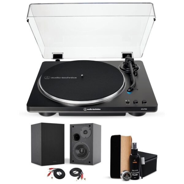 Audio-Technica AT-LP70X-BG 4-Inch Speakers (Pair) & Premium Vinyl Record Cleaner Kit - Essential Bundle Set-2