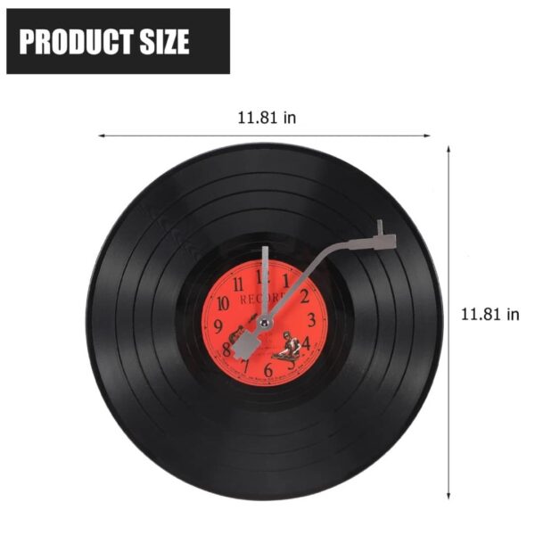 Musical Black Vinyl Record Wall Clock Battery Operated-2
